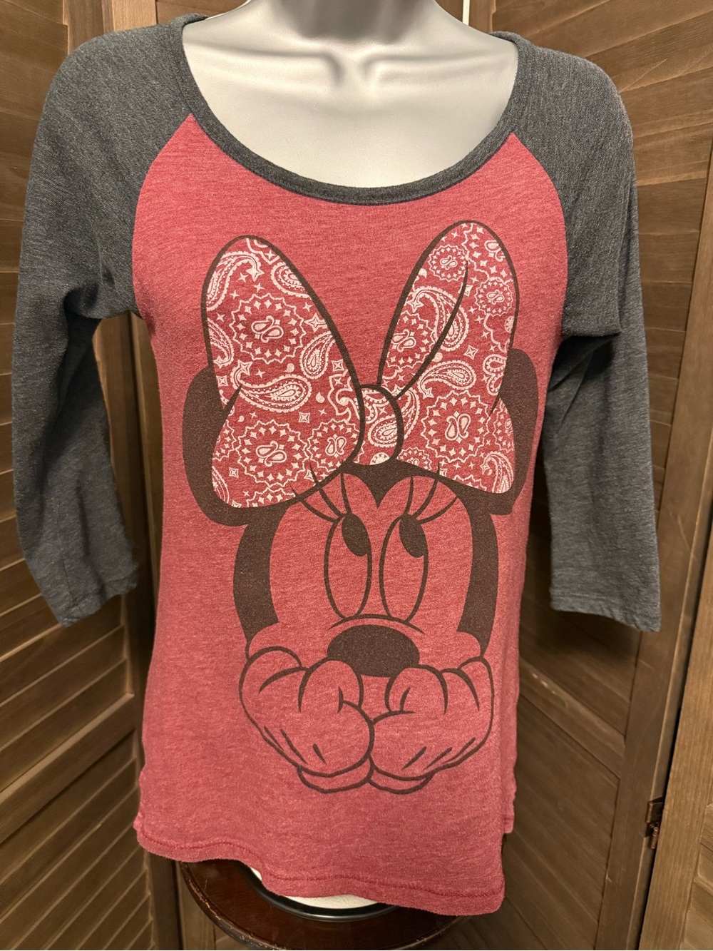 Disney Minnie Mouse Pink & Gray Raglan Tee